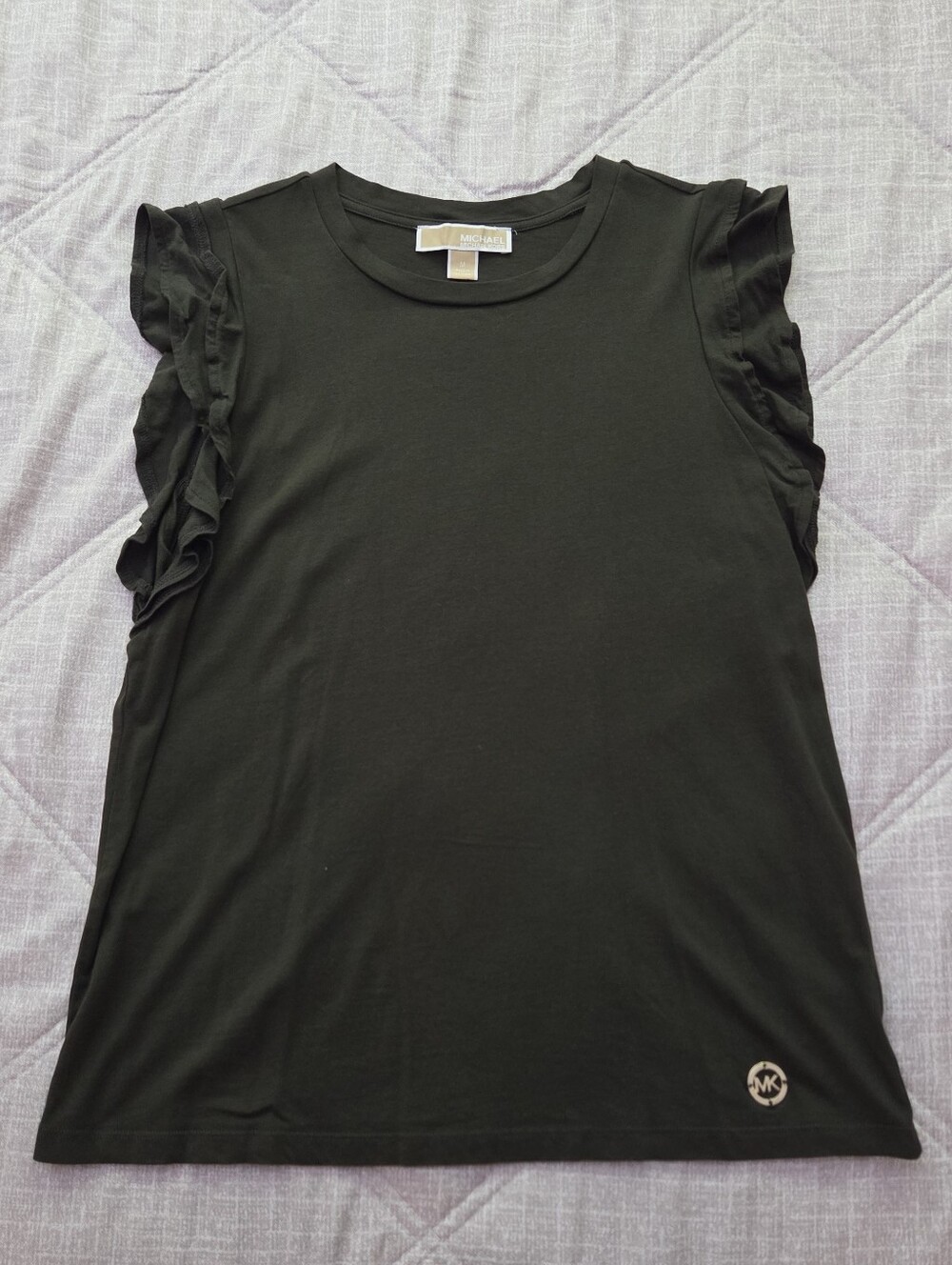 🔷️ Michael Kors Olive Green Flutter Sleeve Tank Size Medium